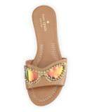 taleen too sunglasses slide sandal, natural/gold/blue mirror