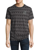 Lucas Jersey Logo Scribble Stripe T-Shirt, Black