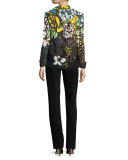 Aquarelle-Print Cap-Sleeve Shell, Fantasy