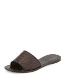 Intrecciato Napa Slide Sandal, Espresso