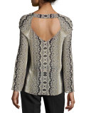 Long-Sleeve Snake-Print Top