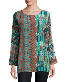 Glen Dolman-Sleeve Printed Blouse, Multi