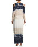 Mischa Tie-Dye Ombré Cold-Shoulder Maxi Dress