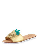 ibis pineapple slide sandal, gold