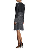 Shimmer Knit Jacket w/ Fringe, Caviar/Gunmetal
