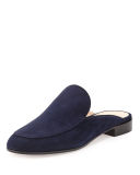 Notched Suede Mule Slide