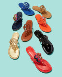 Miller Leather Logo Sandal, Poppy Red