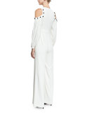 Easton Cold-Shoulder Wide-Leg Jumpsuit, White