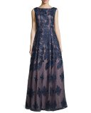 Sleeveless Embroidered Ball Gown, Twilight