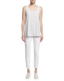 Ponte Ankle Pants, White 