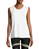Twist Open-Back Muscle Tank Top, White