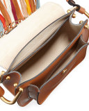 Hudson Fringe-Trim Leather Shoulder Bag, Caramel