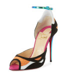 Discodeporte Python/Suede Red Sole Pump, Orange