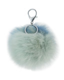 Two-Tone Fox Fur Pompom/Charm for Handbag, Light Blue Combo