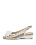 Karlos Flower Demi-Wedge Sandal, Quartz/White