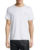 Face-Embroidered Short-Sleeve Jersey T-Shirt, Bright White