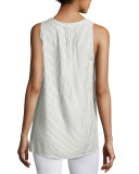 Carley B Sleeveless Striped Top, White