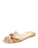 O Novt Strappy Leather Red Sole Sandal, Sahara