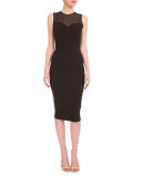 Illusion Sweetheart-Neck Sheath Dress, Black