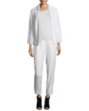 Twill Pull-On Pants, Off White