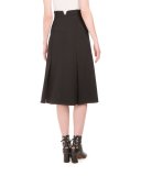 High-Waist Lace-Up A-Line Skirt, Black