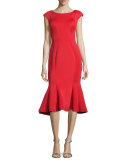 Midi Drop-Waist Cocktail Dress, Red