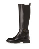 Furseo Leather Knee Boot, Nero/Crust