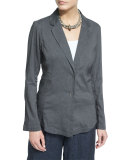 Notch-Collar Two-Button Linen-Stretch Jacket 