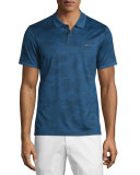 Tonal Camo-Print Short-Sleeve Polo Shirt, Prussian Blue