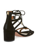 Beverly Hills Suede Lace-Up Sandal, Black