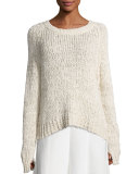 Raglan Crochet Tunic Sweater, Ivory