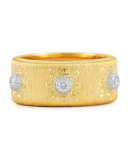 Classica 18k Gold Band Ring with Diamonds