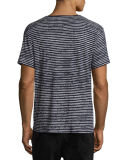 Broken-Stripe Crewneck T-Shirt