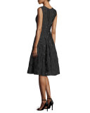 Katia Sleeveless Starburst Fil Coupé Dress, Black