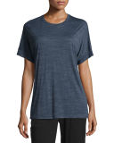Cuffed-Sleeve Heathered Cocoon Top