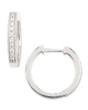 18k White Gold Pave Diamond Hoop Earrings, 13.5mm
