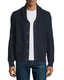 Avery Shawl-Collar Knit Cardigan, Navy