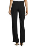 Evie Fluid Crepe Flare-Leg Pants, Black
