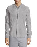 Button-Down Suede Shirt Jacket, Alloy