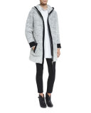 Adele Hooded Ribbed Sweater Coat, Ivory