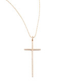 Medium Rose Gold Diamond Cross Pendant Necklace