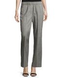 Stretch-Wool Pull-On Pants, Gray