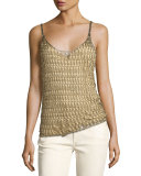 Mesh Scoop-Neck Camisole, Gold