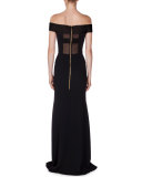 Lamble Off-The-Shoulder Gown, Black