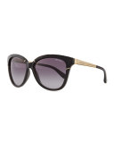 Ines Frame-Wrapped Sunglasses, Black