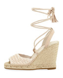 Kacy Raffia Wedge Espadrille Sandal, Powder
