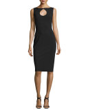 3/4-Sleeve Stretch Jersey Tunic, Nero