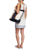 Embellished-Embroidery Linen Shift Dress
