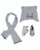 Cotton Jersey Cat Booties, Gray, Infant