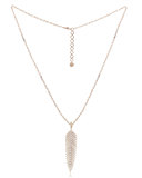 18K Rose Gold & Diamond Hinged Feather Pendant Necklace